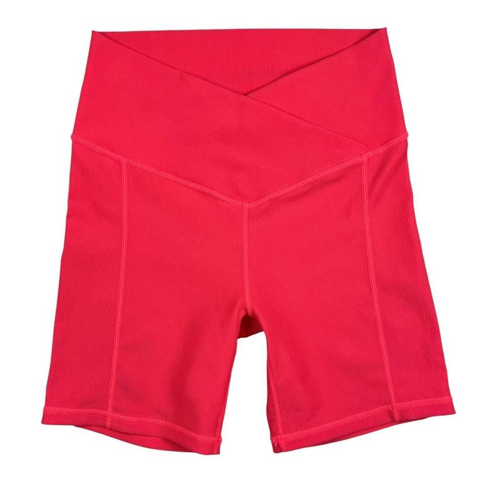 Wilo The Label Coral Pink Crossover Ribbed Bike Shorts Size M Athletic Yoga